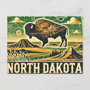 Distressed Grunge North Dakota Postcard