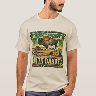 Distressed Grunge North Dakota T-Shirt