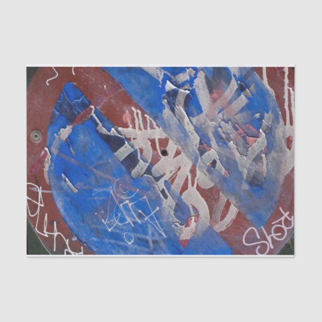 Distressed Grunge Red Blue Paint Urban DIY Decor Tissue Paper (Front)