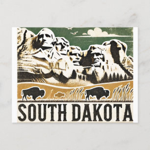 Distressed Grunge South Dakota Postcard