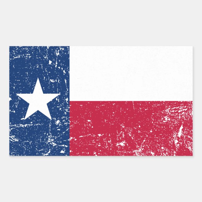 Distressed Grunge Texas Flag Rectangular Sticker (Front)