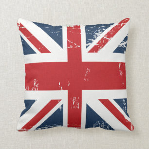 Distressed Grunge UK Flag Union Jack Old Look Cushion