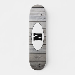 Distressed Grunge Wood Grain Monogram Skateboard