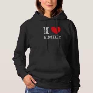 Distressed Grunge Worn Out Style I Love Emily Hoodie
