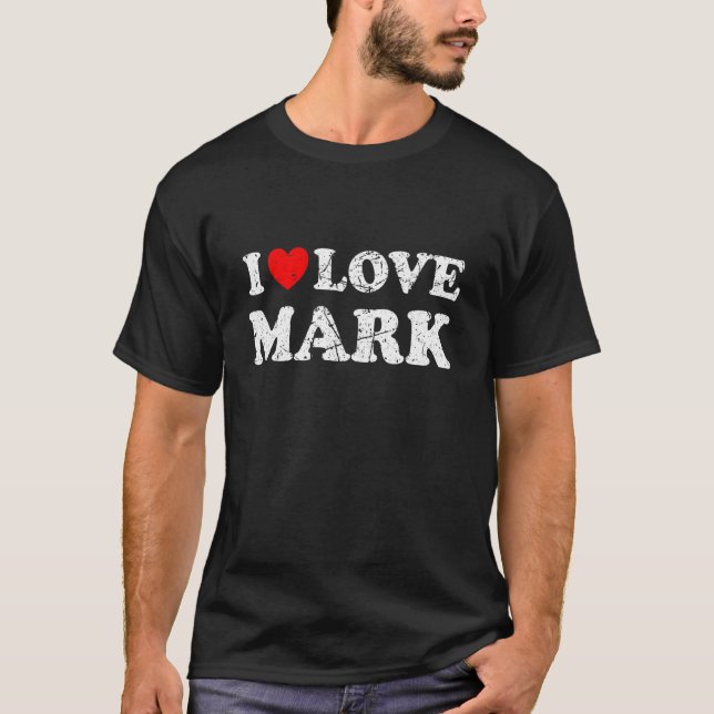 Distressed Grunge Worn Out Style I Love Mark T-Shirt (Front)