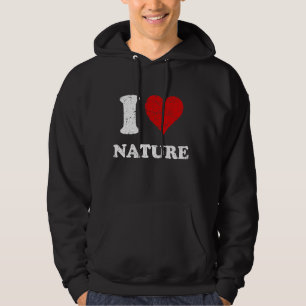 Distressed Grunge Worn Out Style I Love Nature Hoodie