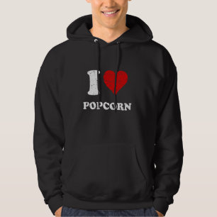 Distressed Grunge Worn Out Style I Love Popcorn Hoodie