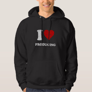 Distressed Grunge Worn Out Style I Love Producing Hoodie