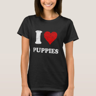 Distressed Grunge Worn Out Style I Love Puppies T-Shirt