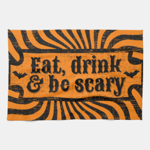 Distressed Halloween Placemat Tea Towel