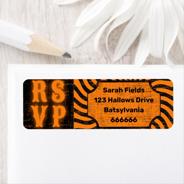 Distressed Halloween RSVP Address Label (Insitu)