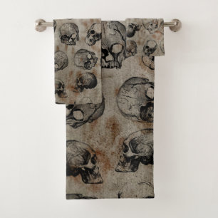 Distressed Halloween Vintage Skulls Bath Towel Set
