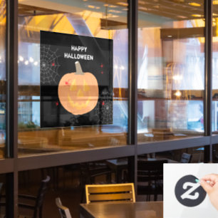 Distressed Happy Halloween Party Vintage Skulls Window Cling