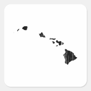 Distressed Hawaii State Outline Square Sticker