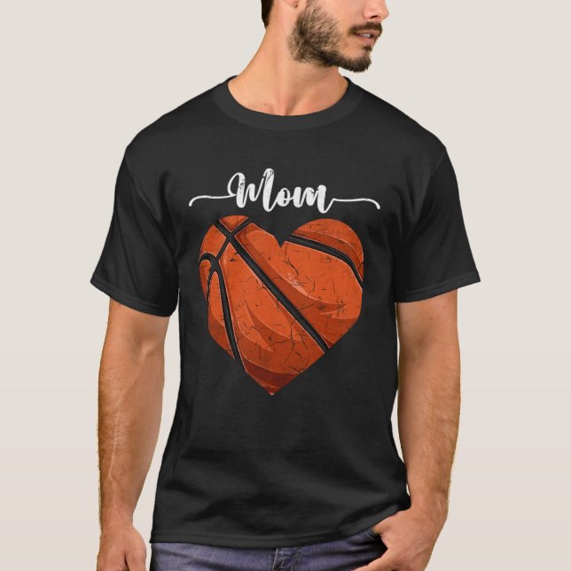 Distressed Heart Basketball Mom Heart Cute Mother  T-Shirt (Front)