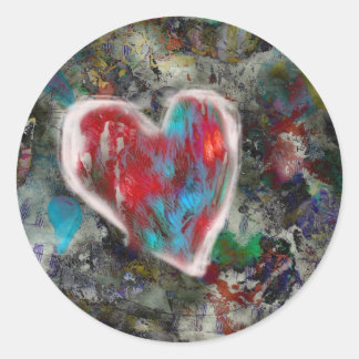 Distressed Heart Classic Round Sticker