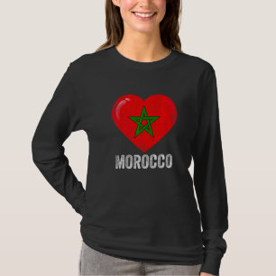 Distressed Heart Morocco Flag Men Women Kid Patrio T-Shirt