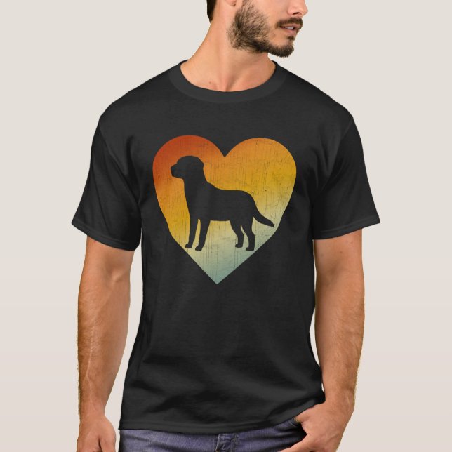 Distressed Heart Retro Style Men Women Labrador Do T-Shirt (Front)