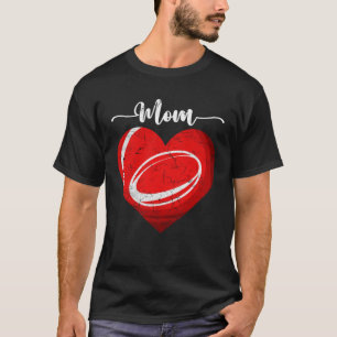 Distressed Heart Rugby Mom Heart Cute Mother s Day T-Shirt