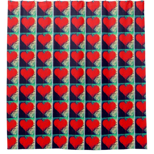 Distressed Heart Shower Curtain by HAS Jewels (Front)
