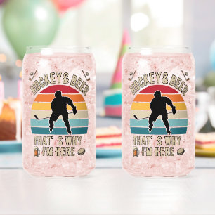 Distressed Hockey and Beer Pun Hockey Can Glass