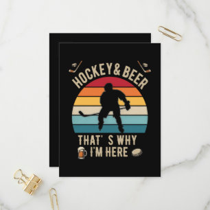 Distressed Hockey and Beer Pun Hockey Invitation Postcard