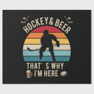 Distressed Hockey and Beer Pun Hockey Wrapping Paper