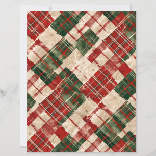 Distressed Holiday Tartan Pattern Scrapbook Paper