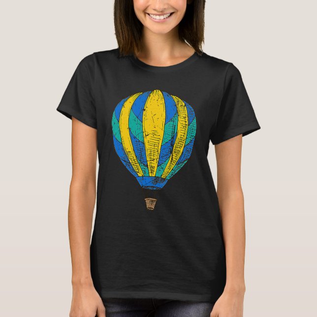 Distressed Hot Air Balloon Ballooning Women Men T-Shirt (Front)
