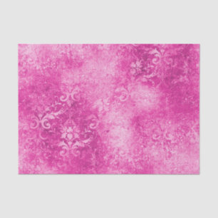 Distressed Hot Pink Damask Tissue Paper