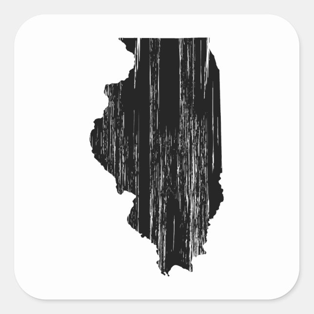 Distressed Illinois State Outline Square Sticker (Front)