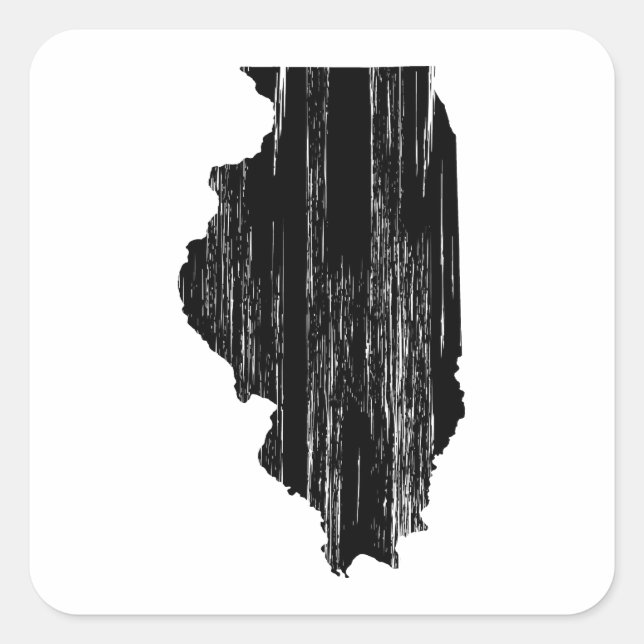 Distressed Illinois State Outline Square Sticker (Front)
