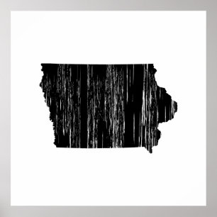 Distressed Iowa State Outline Poster