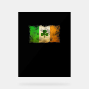 Distressed Ireland Flag Shamrock Vintage Irish Fla Acrylic Sign