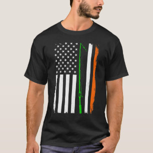 Distressed Irish American Flag Fishing St Patrick' T-Shirt