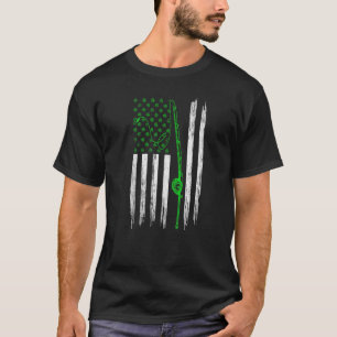Distressed Irish American Flag Fishing St Patrick' T-Shirt