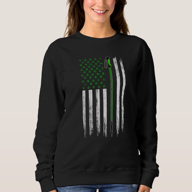 Distressed Irish American Flag Hiking St Patrick's Sweatshirt (Front)