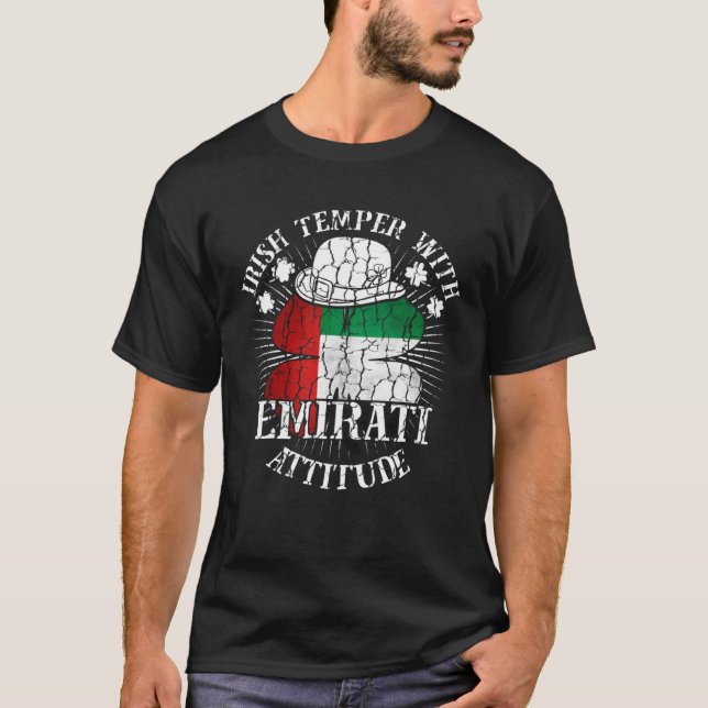 Distressed Irish Emirati Attitude Patriotic Shamro T-Shirt (Front)
