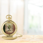 Distressed Irish Flag Pocket Watch<br><div class="desc">Graphic design features a distressed / antique - looking flag of Ireland with centre harp & text</div>