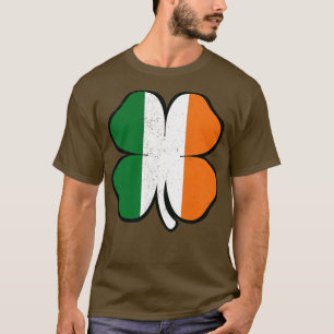 Distressed Irish Ireland Colours Four Leaf Clover T-Shirt