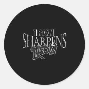 Distressed Iron Sharpens Iron Inspirational Motiva Classic Round Sticker