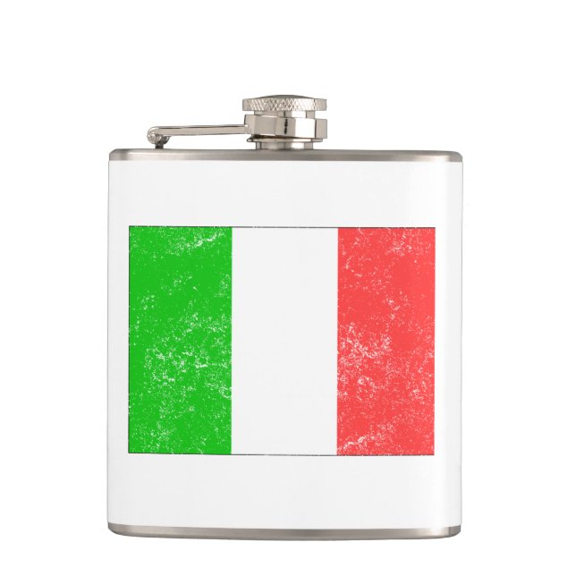 Distressed Italy Flag Hip Flask (Front)
