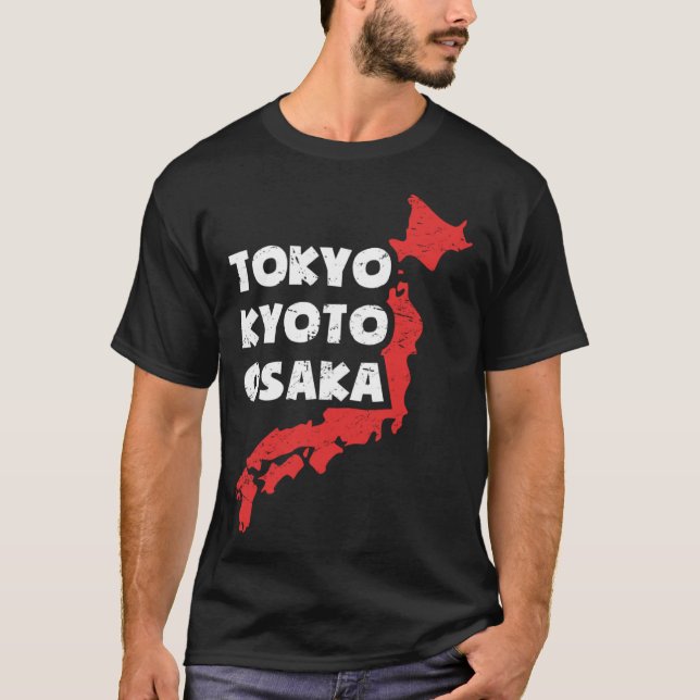 Distressed Japanese City of Osaka T-Shirt (Front)