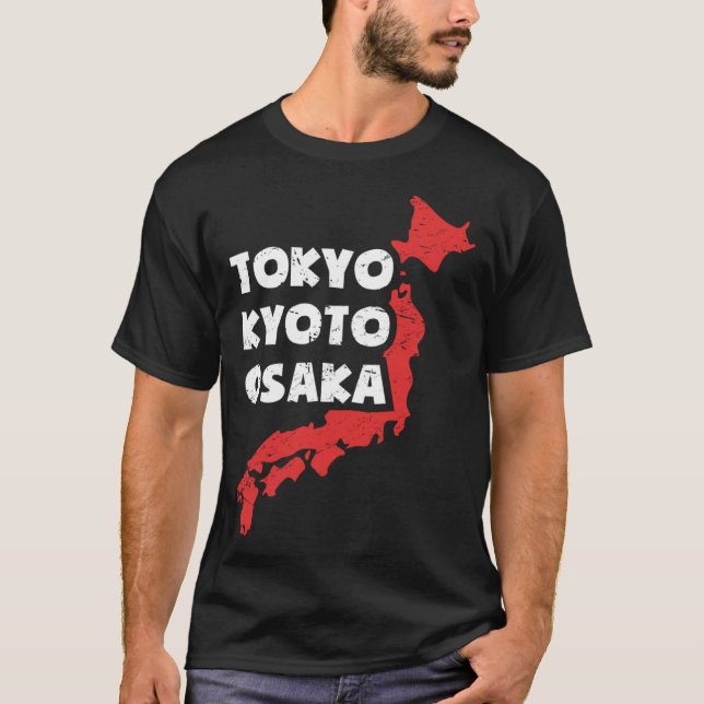 Distressed Japanese City of Osaka T-Shirt (Front)