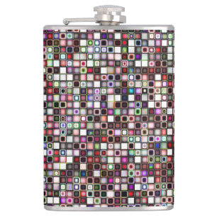 Distressed Jewel Tones Textured Tiles Pattern Hip Flask
