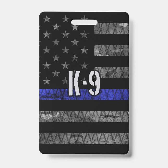 Distressed K-9 Unit Police Flag ID Badge (Front)