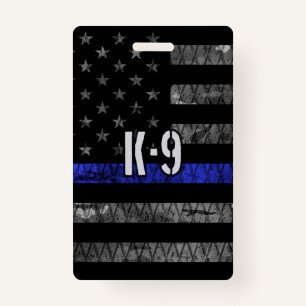Distressed K-9 Unit Police Flag ID Badge
