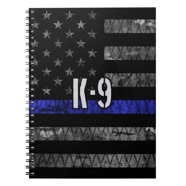 Distressed K-9 Unit Police Flag Notebook (Front)