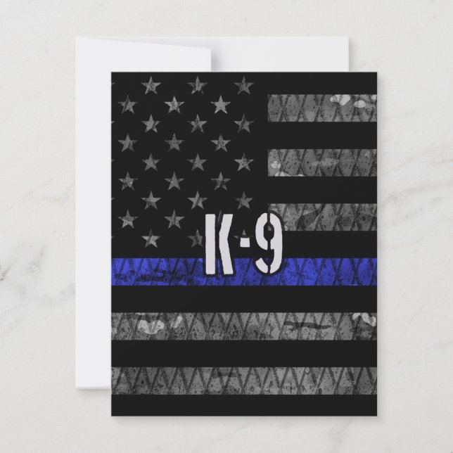 Distressed K-9 Unit Police Flag Thank You Card (Front)