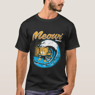 Distressed Kitty Cat Meowi Maui Hawaii Surf Hang L T-Shirt